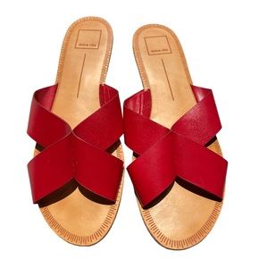 Dolce Vita Saffron Red Slides Sandals Flats Size 9